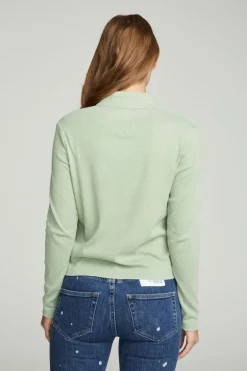 Cheap Chaser Brand Long Sleeve Snap Front Mock Neck Tee