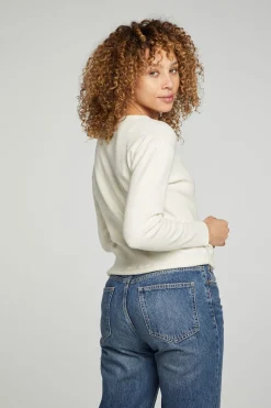 Discount Chaser Brand Long Sleeve Snap Henley Drawstring Waist Tee