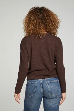 Shop Chaser Brand Long Sleeve Snap Henley Drawstring Waist Tee