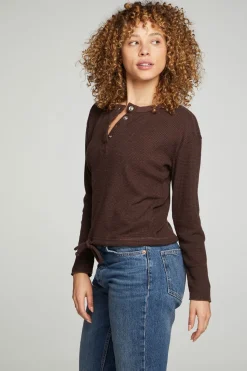 Shop Chaser Brand Long Sleeve Snap Henley Drawstring Waist Tee