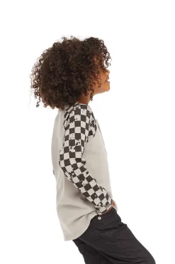 Online Chaser Brand Long Sleeve Splatter Checker Raglan Button Up Henley