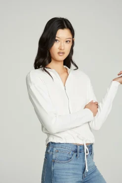 Clearance Chaser Brand Long Sleeve Zipper Mock Neck Semi Cropped Tee