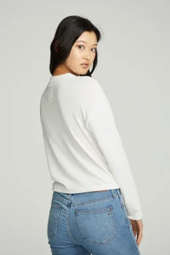 Clearance Chaser Brand Long Sleeve Zipper Mock Neck Semi Cropped Tee