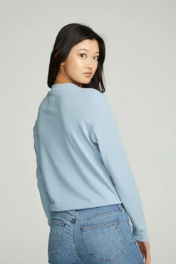 Cheap Chaser Brand Long Sleeve Zipper Mock Neck Semi Cropped Tee