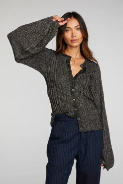 Best Sale Chaser Brand Lurex Rib Knit Long Sleeve Tunic