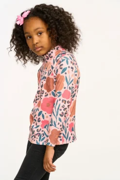 Sale Chaser Brand Lynn Dark Floral & Leopard Print Mock Turtle Neck