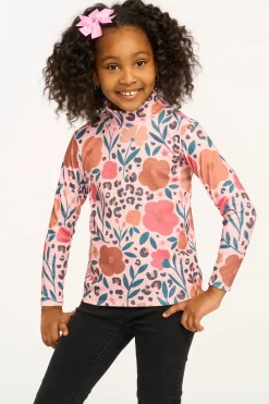 Sale Chaser Brand Lynn Dark Floral & Leopard Print Mock Turtle Neck