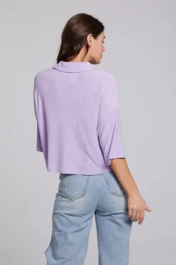 Fashion Chaser Brand Marine Crop Button Down - Digital Lavender