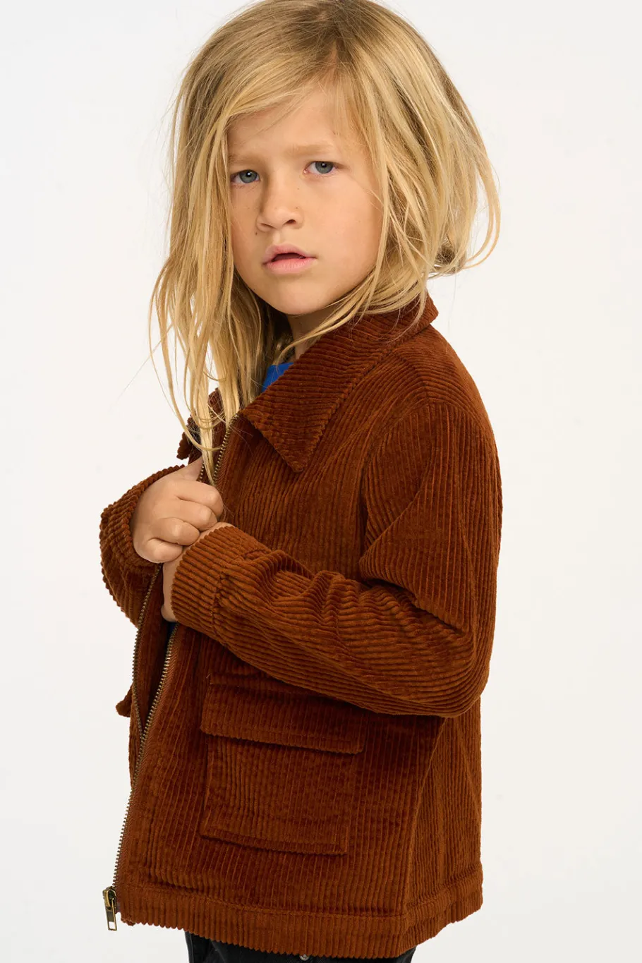 Cheap Chaser Brand Martin Walnut Brown Zip Up Corduroy Jacket
