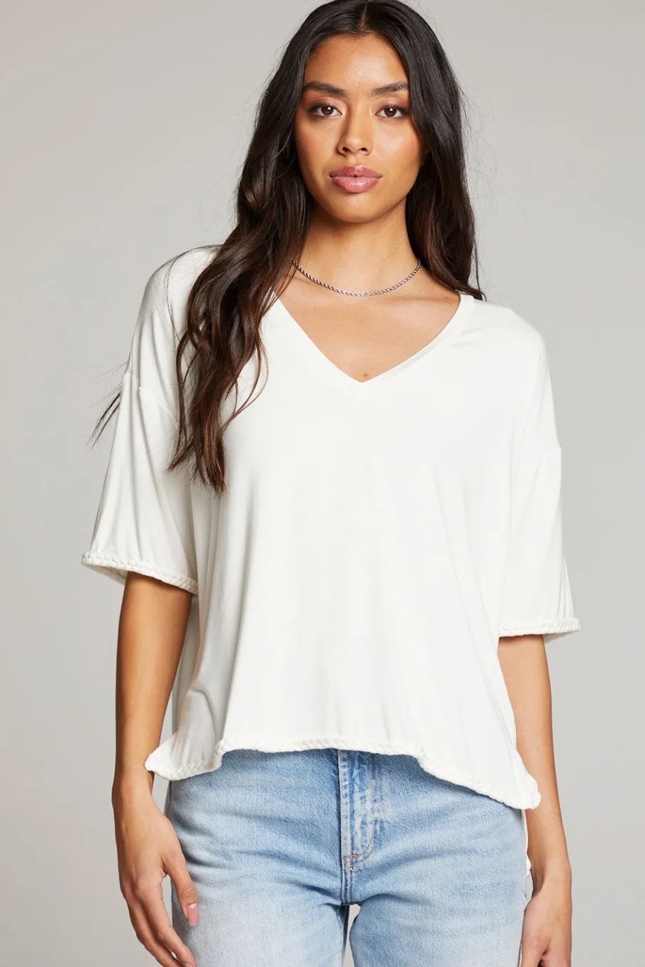 Cheap Chaser Brand Mason White V Neck