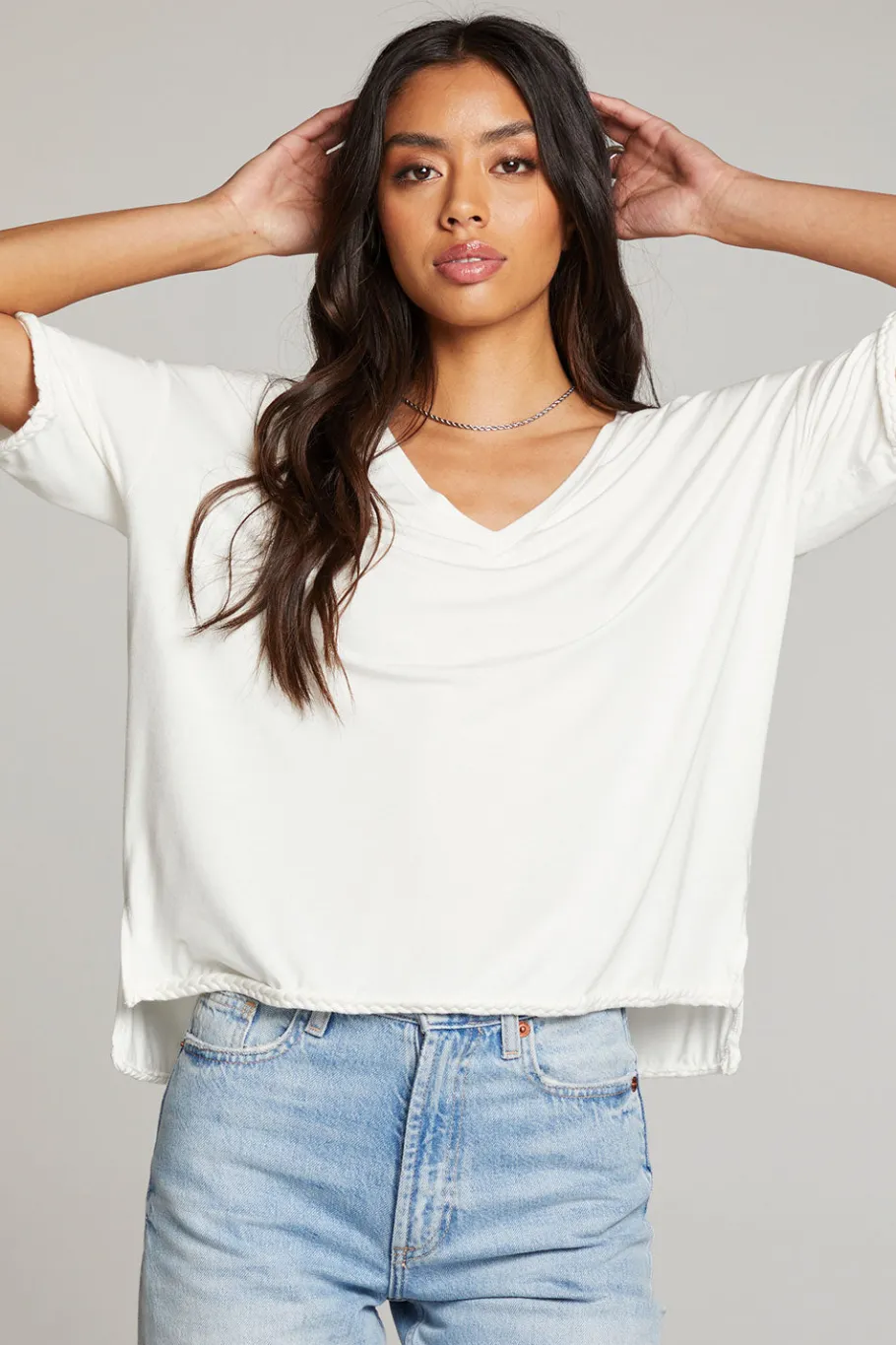 Cheap Chaser Brand Mason White V Neck