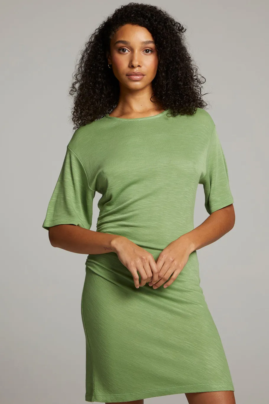 Fashion Chaser Brand Memory Piquant Green Mini Dress