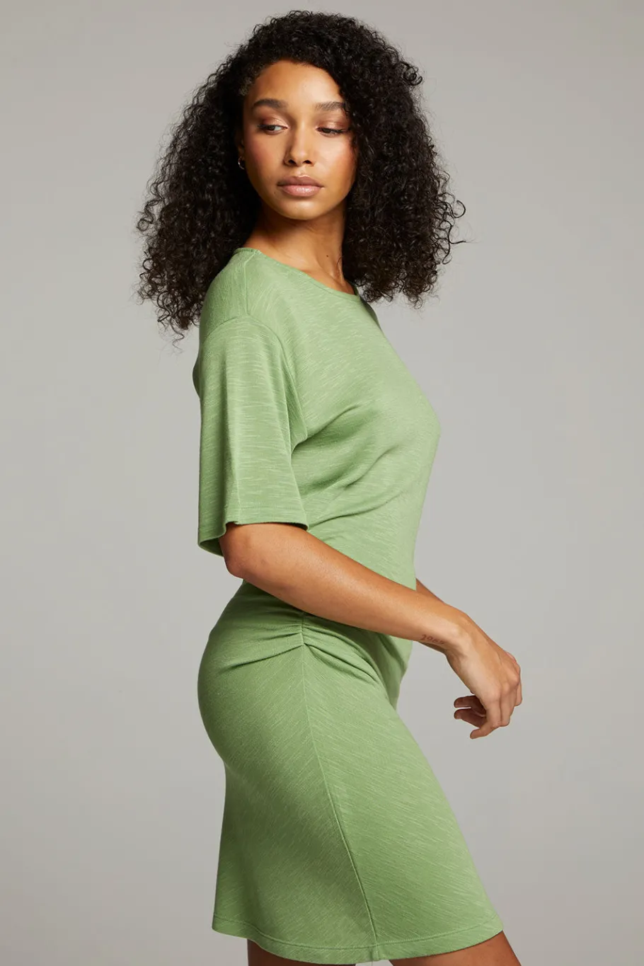 Fashion Chaser Brand Memory Piquant Green Mini Dress