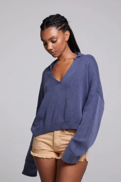 Best Sale Chaser Brand Mercury Washed Indigo Crop Pullover