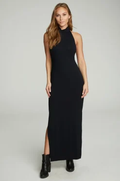 Outlet Chaser Brand Mock Neck Open Back Maxi Dress With Side Slit