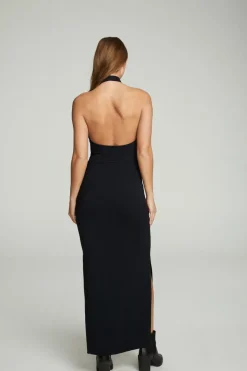 Outlet Chaser Brand Mock Neck Open Back Maxi Dress With Side Slit