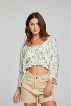 Cheap Chaser Brand Monarch Crop Top - Grass Daisy Floral