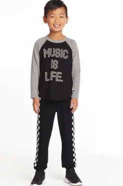 Store Chaser Brand Music Is Life Boys Baseball Tee