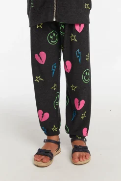Cheap Chaser Brand Neon Heart & Smiles Girls Pant