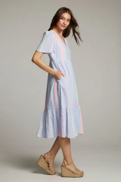 Online Chaser Brand Orange South West Beach Stripe Midi Dress