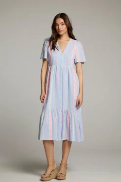 Online Chaser Brand Orange South West Beach Stripe Midi Dress