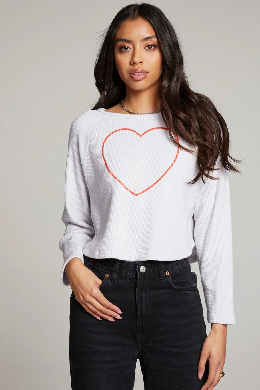 Hot Chaser Brand Outline Heart Long Sleeve