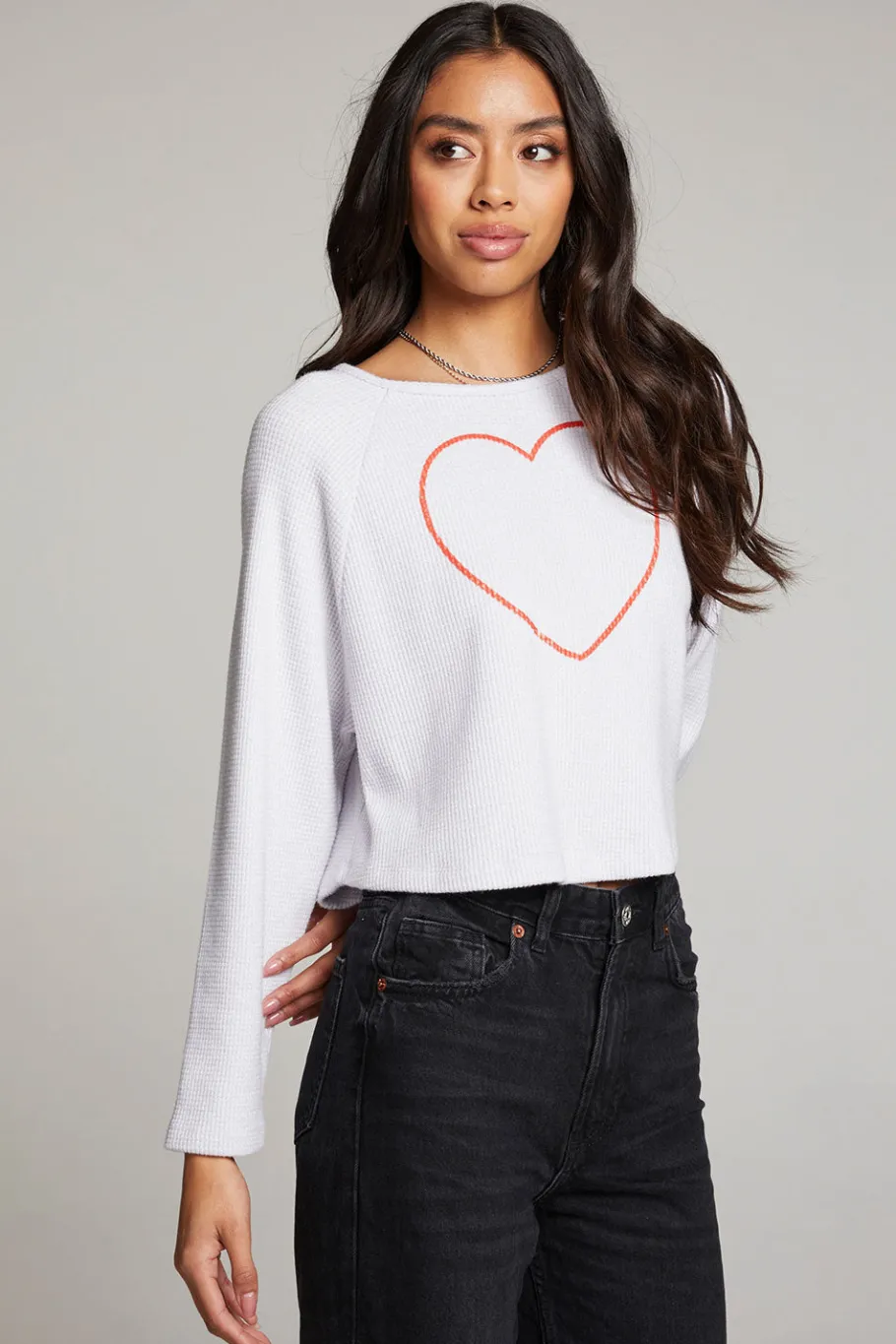 Hot Chaser Brand Outline Heart Long Sleeve