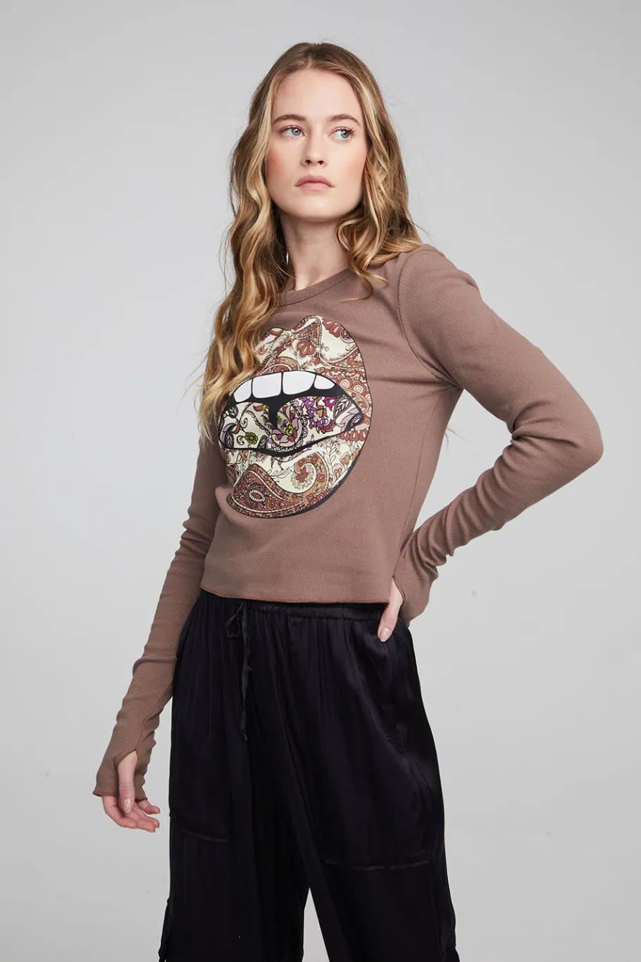 Store Chaser Brand Paisley Lips Long Sleeve