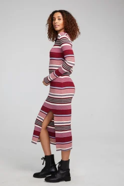 Discount Chaser Brand Palm Roxy Stripe Midi Dress