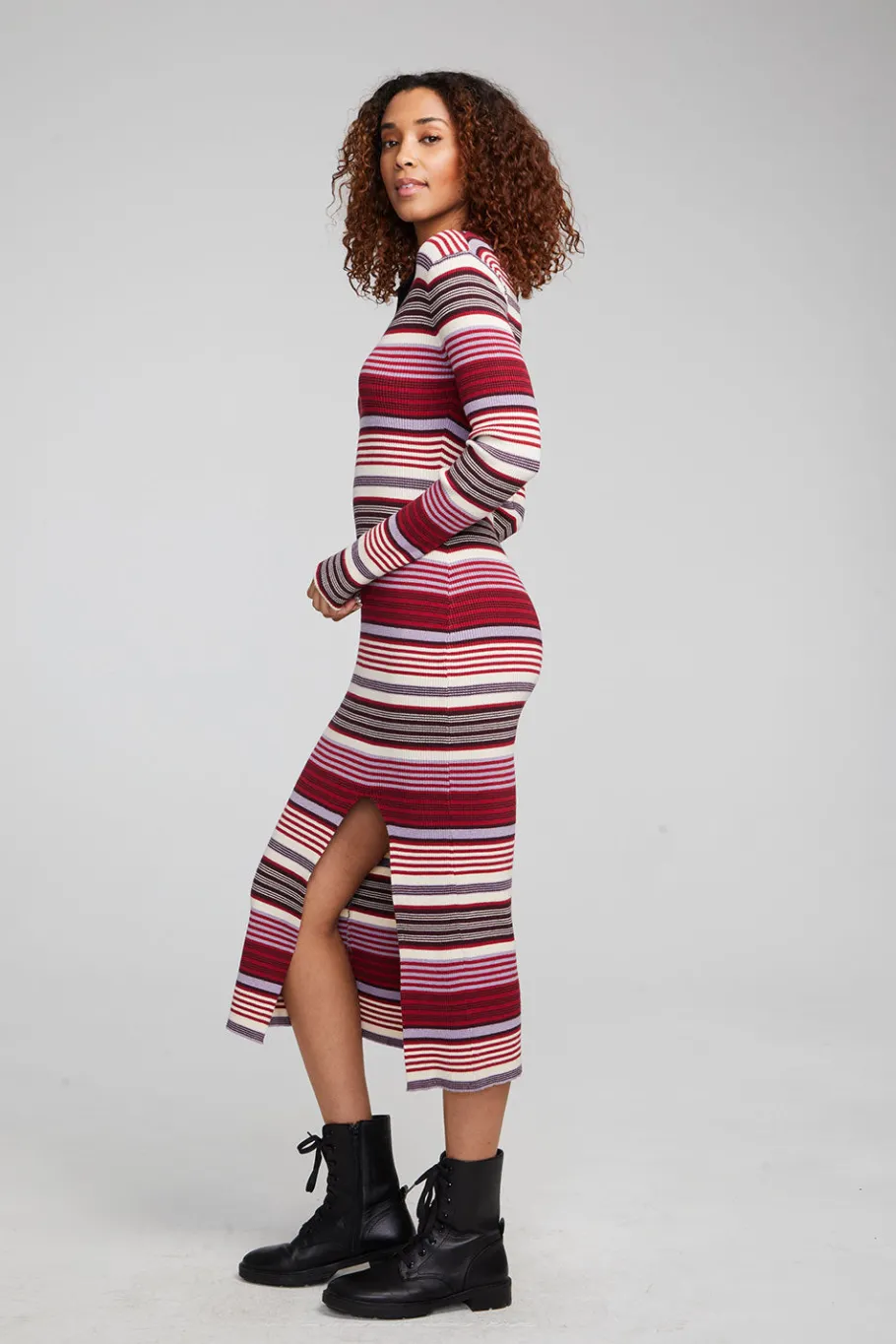 Discount Chaser Brand Palm Roxy Stripe Midi Dress