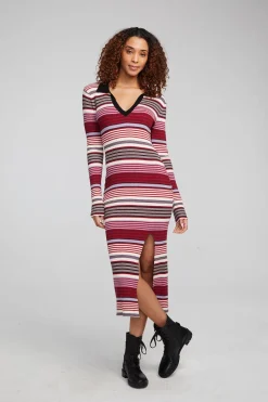 Discount Chaser Brand Palm Roxy Stripe Midi Dress