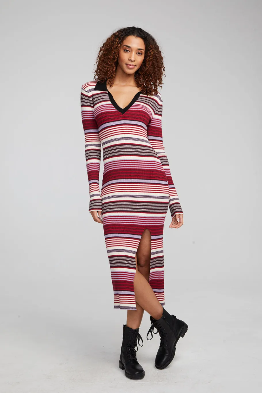 Discount Chaser Brand Palm Roxy Stripe Midi Dress