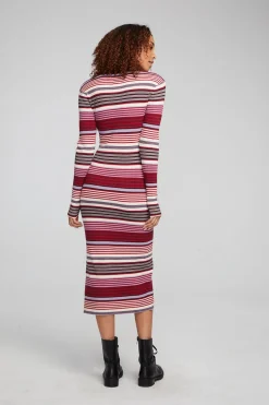 Discount Chaser Brand Palm Roxy Stripe Midi Dress