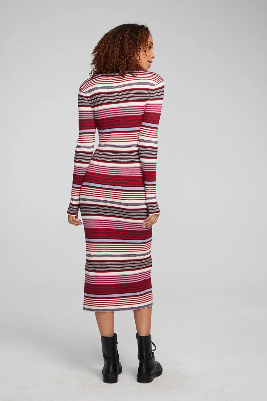 Discount Chaser Brand Palm Roxy Stripe Midi Dress