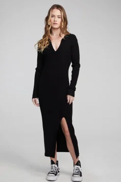 Sale Chaser Brand Palm Shadow Black Midi Dress