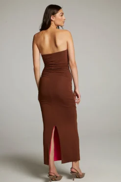 Hot Chaser Brand Panama Coffee And Raspberry Reversible Midi Dress