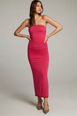 Hot Chaser Brand Panama Coffee And Raspberry Reversible Midi Dress