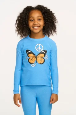 Outlet Chaser Brand Peace Butterfly Long Sleeve Cozy Knit Pullover
