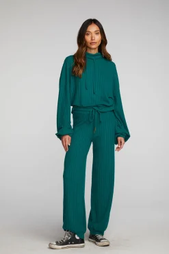 Cheap Chaser Brand Poor Boy Rib Knit Cropped Pullover With Elastic Waist & Sleeve