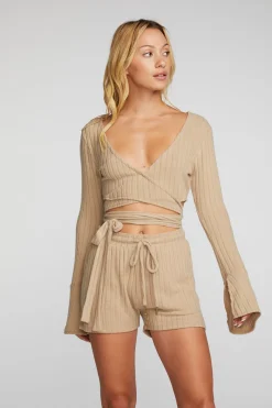 Hot Chaser Brand Poor Boy Rib Long Sleeve Wrap Top