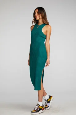 Hot Chaser Brand Poor Boy Rib Midi Dress With Side Slit
