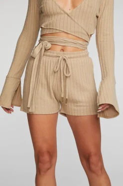 Cheap Chaser Brand Poor Boy Rib Shorts With Shoestring Tie