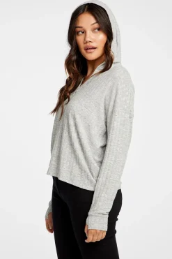 Flash Sale Chaser Brand Poor Boy Rib V Neck Thumbhole Pullover Hoodie