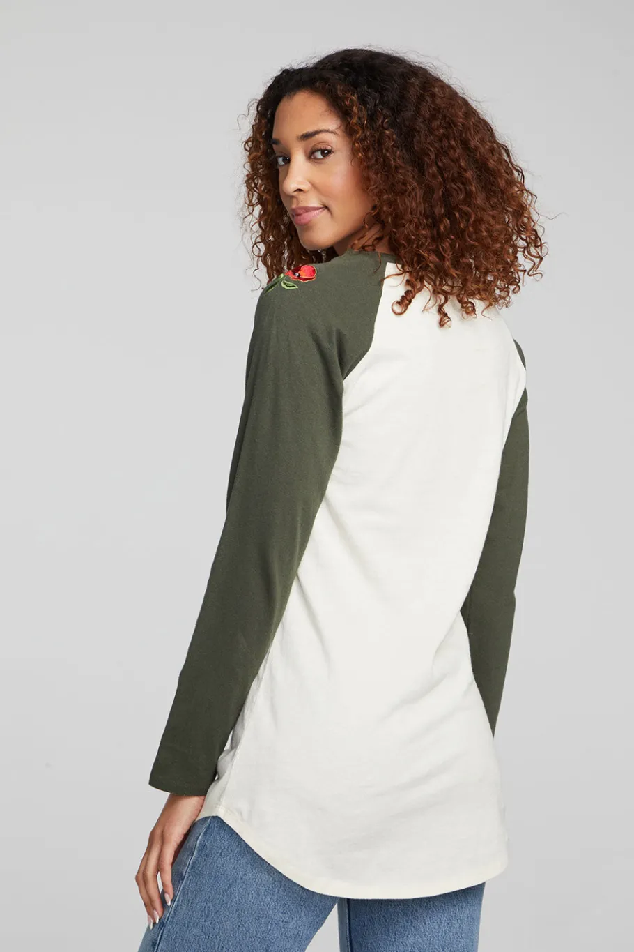 Fashion Chaser Brand Poppy Embroidery Football Long Sleeve