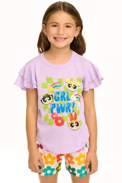 Sale Chaser Brand Powderpuff Girls - Girl Power Flutter Sleeve Tee