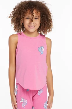 Shop Chaser Brand Pretty Unicorn Girls Vintage Jersey Shirttail Muscle