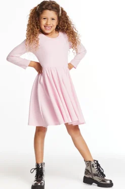 New Chaser Brand Puff Girls Long Sleeve Ribbon Dress With Twirl Skirt