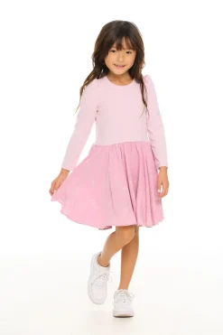 New Chaser Brand Puff Long Sleeve Dress With Twirl Skirt