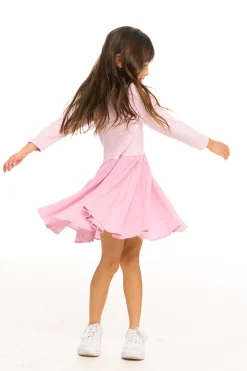 New Chaser Brand Puff Long Sleeve Dress With Twirl Skirt