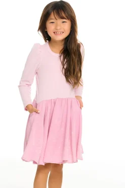 New Chaser Brand Puff Long Sleeve Dress With Twirl Skirt